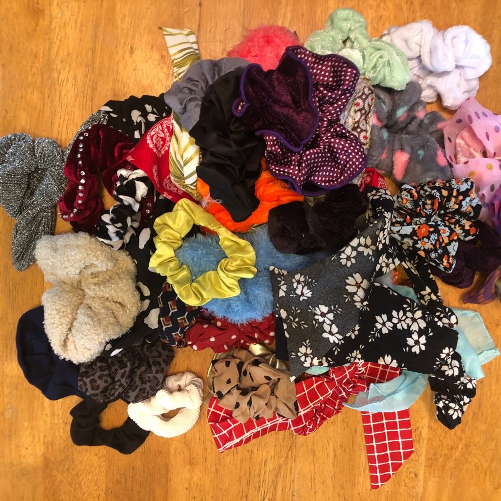 35 Hair Scrunchies Hair Ties HUGE Variety